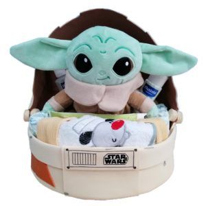 Cesta con Pañales Disney Baby Yoda Higiene con higiene mustela,babero y calcetines