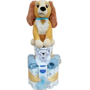 Tarta Pañales Disney Clásicos higiene con mustela,calcetines,babero y body