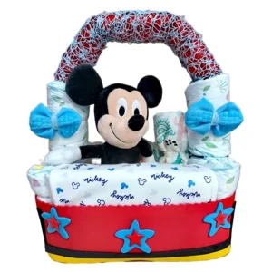 Regalo Hecho con Pañales Cesta Mickey
